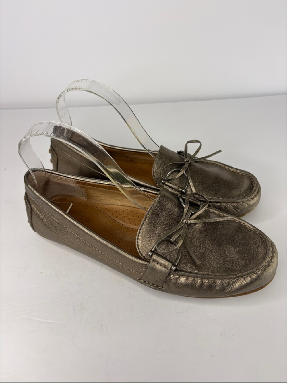 Lauren Ralph Lauren Metallic Bronze Bow-Driving Loafers